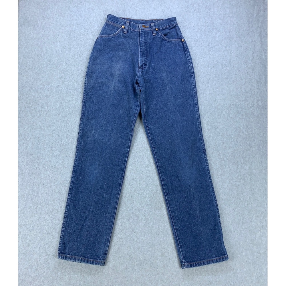 Wrangler Jeans Women 7/8x32 Blue 12MWZG High Waisted Straight Leg Cotton Denim